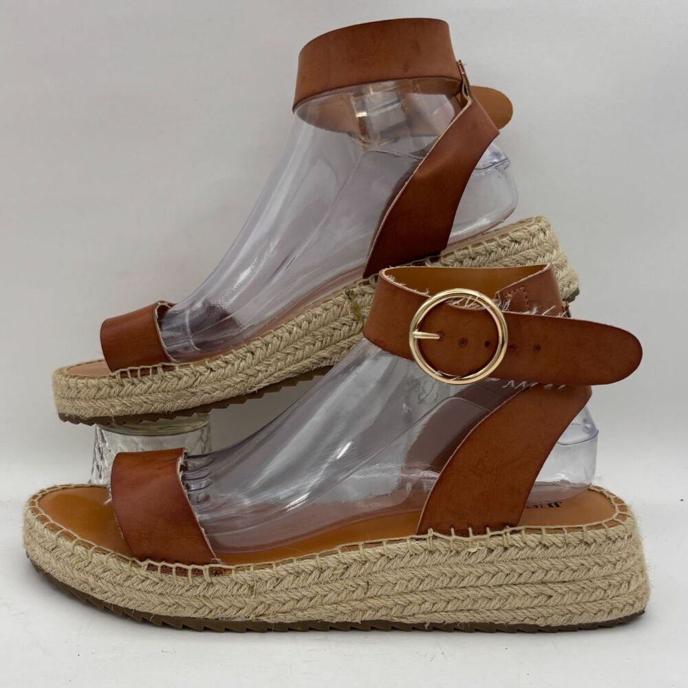 Universal Thread Arlyn Womens Size 9 Tan Espadrille Platform Sandals Ankle Strap